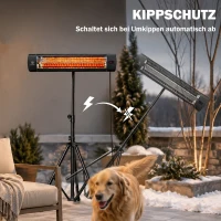 Outsunny Infrarood Terrasverwarmer 2500W met Touchbediening, Afstandsbediening, 3 Warmtestanden en Verstelbare Standaard(m-7)