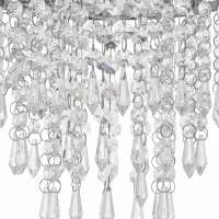 HOMCOM Crystal Ceiling Light with 57 Crystal Strands, Ceiling Light with Mounting Plate for Hallway, Silver Tone(m-10)
