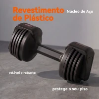 SPORTNOW Haltere Ajustável 11 kg 5 em 1 com Sistema de Ajuste Rápido, Bloqueio de Segurança, Pega Antiderrapante e Base(m-6)