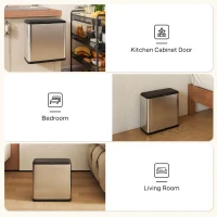 HOMCOM 8L Hanging Kitchen Bin, Rubbish bin with Lid and Removable Inner Bucket for Under Cabinet Door, Under Sink, Office(m-6)