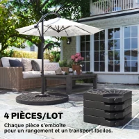 Outsunny Lot de 4 pieds de parasol poids de lestage pour parasols déportés - A remplir d'eau jusqu'à 52 kg ou de sable(m-4)