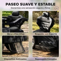 AIYAPLAY Correpasillos Bebés 3 en 1 Mercedes-Benz con Barra de Empuje Capota Barandilla de Seguridad Música 12-36 Meses Negro(m-8)