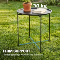 Outsunny Steel Removable Tray Top Garden Table - Black(m-5)