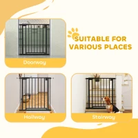 PawHut Barrière de sécurité pour chiens et bébés 76 à 81 cm avec extension fixation par pression sans perçage blanc(m-8)