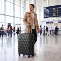 HOMCOM 77cm 98L Suitcase, Lightweight ABS Hard Shell Carry On Luggage with TSA Lock, Spinner Wheels, Telescopic Handle, Black(m-14)