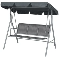 Outsunny Metal Garden Swing Chair, 3-Seater Swing Seat, Patio Hammock Bench Canopy Lounger, Dark Grey(m-11)