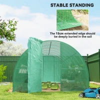 Outsunny Large Polytunnel Walk In Greenhouse, Plant Gardening Tunnel Green House with Metal Hinged Door, Galvanised Steel Frame & Mesh Windows, Green (3 x 6 m)(m-5)