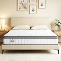 HOMCOM Matelas 140 x 190 cm, 20cm d'épaisseur, matelas à ressorts ensachés 7 zones mousse à mémoire forme au gel rafraîchissant(m-15)