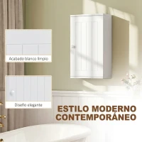 HOMCOM Armario de Baño de Pared Puerta con Cierre Suave Estante Ajustable para Cocina Lavadero 30x14x50 cm Blanco(m-8)