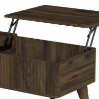 HOMCOM Mesa de Centro Elevable con Compartimento Oculto Estantes Abiertos Frontal Ondulado 100x48x41-56 cm Nogal(m-12)