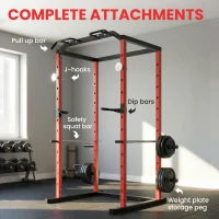 SPORTNOW Power Tower, Adjustable Squat Rack with Pull-Up Bar, Dip Station & Safety Arms for Home Gym Strength Training(m-6)