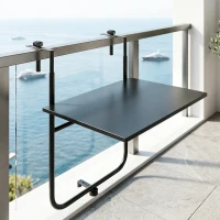 Outsunny Table de balcon suspendue plateau rectangulaire et hauteur réglable cadre en métal, dim. 62L x 60P x 85,5H cm noir(m-2)