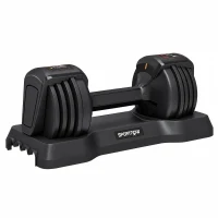 SPORTNOW Mancuerna Ajustable 11 kg Set 5 en 1 con Sistema Ajuste Rápido Bloqueo de Seguridad Agarre Antideslizante y Base(m-1)