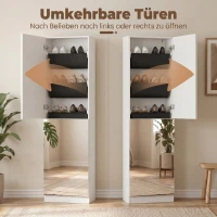 HOMCOM Schuhschrank mit Spiegel, 5-stufiger Schmale Schuhkommode mit Soft-Close-Türen, für 12 Paar, 50 x 20 x 180 cm, Weiß(m-7)