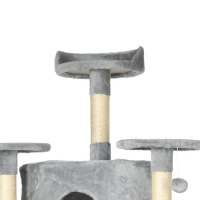 PawHut Ansamblu de Joaca pentru Pisici cu inaltime de 200 cm, cu Stalpi din Sisal, Compartimente si Hamace din PAL si Plus(m-13)