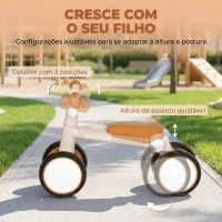 AIYAPLAY Bicicleta sem Pedais Dobrável Ultraligeira com Quadro em Alumínio, Selim e Guiador Ajustáveis, para Crianças 1-2 Anos, Creme(m-6)