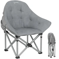 Outsunny Chaise de camping pliante portable et légère avec siège rembourré, poches latérales et sac de transport, gris foncé(m-11)
