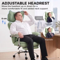 HOMCOM Executive Office Chair, PU Big and Tall Office Chair 180 kg with Wide Seat, Reclining, Lumbar Support, Light Green(m-5)