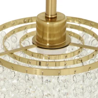 HOMCOM Crystal Ceiling Light with 57 Crystal Strands, Ceiling Light with Mounting Plate for Hallway, Gold Tone(m-13)