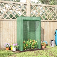 Outsunny Serre de jardin, serre de balcon, bâche renforcée PE, châssis en acier, porte zippée enroulable, pour légumes plantes fleurs en toutes saisons intérieur et extérieur, 100 x 50 x 150 cm vert(m-2)