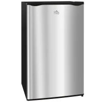 HOMCOM 91 Litre Freestanding Under Counter Fridge Freezer, Small Fridge with Chiller Box, Adjustable Thermostat, 47.5cm Wide, Silver Tone(m-11)