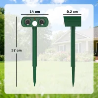 Outsunny Ultrasonic Cat Repellent, PIR Motion Sensor 110°, LED Flash, Solar Cat Deterrents for Gardens UK(m-3)
