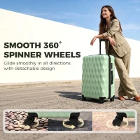 HOMCOM 77cm 98L Suitcase, Lightweight ABS Hard Shell Carry On Luggage with TSA Lock, Spinner Wheels, Telescopic Handle, Green(m-7)