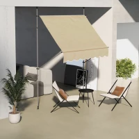 Outsunny Toldo Manual Retráctil con Manivela 200x120x210-300 cm con Altura Ajustable Impermeable y Anti-UV Beige(m-10)