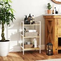 HOMCOM Three-Tier Bamboo Adjustable Shelf Storage Unit(m-2)