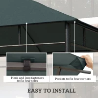 Outsunny 3 x 3 m Gazebo Canopy Replacement Cover, Garden Gazebo Roof Replacement, TOP COVER ONLY, Charcoal Green(m-5)