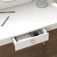 AIYAPLAY Kids Dressing Table with Mirror, Stool, Drawer, Cloud Design, White(m-9)
