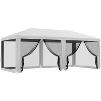 Outsunny Tente de reception extérieur barnum tonnelle 6 parois amovibles dim. 6L x 3l m, pour les fêtes, évènements, blanc(m-11)