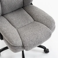 HOMCOM Scaun de Birou Rotativ cu Cotiere Rabatabile, Înălțime Reglabilă, Țesătură cu Aspect de In, Gri(m-13)
