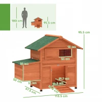 PawHut Chicken Coop, Wooden Hen House with Nesting Box, Pull-Out Tray, Sliding Window, Waterproof Roof, Perches and Ramp(m-3)