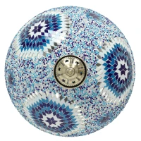 HOMCOM Tiffany Lamp, Stained Glass Bedside Table Lamp with Button Switch and Metal Base, 12 x 12 x 20 Inches, Blue(m-12)