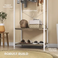 HOMCOM Hallway Coat Rack and Shoe Bench Tree - Grey(m-5)