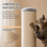 PawHut Poste Rascador para Gatos Altura 75,5 cm Rascador para Gatos Interior Base Estable y Cuerda de Sisal Natural Gris Claro(m-5)