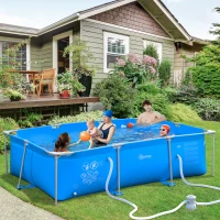 Outsunny Steel Frame Pool with Filter Pump, Filter Cartridge, Reinforced Sidewalls Rust Resistant Above Ground Swimming Pool 292 x 190 x 75cm, Blue(m-2)