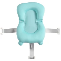 HOMCOM Baby Bath Tub for Toddler Kids Infant Ergonomic Foldable Secure Non-Slip Portable with Baby Cushion for 0-3 Years Green(m-8)