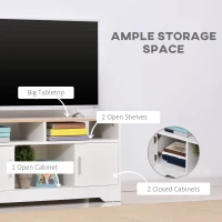 HOMCOM TV Stand Cabinet up to 50", Modern TV Unit with Storage, Open Shelves and Cable Management for Living Room, Bedroom, White(m-4)
