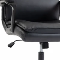 HOMCOM Scaun de Birou Rotativ din Piele PU, Funcție Legănare, Spătar Înalt, Reglabil pe Înălțime, Suportă 120 kg, Negru(m-12)