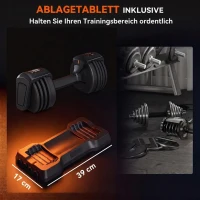 SPORTNOW Regulowany zestaw hantli, 11 kg hantle z szybką regulacją i schowkiem, uchwyt antypoślizgowy, oszczędzający miejsce(m-7)
