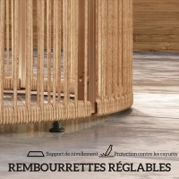 Outsunny Table Basse de Jardin Ronde en Résine Tressée, Plateau en Verre Trempé et Cadre en Acier Galvanisé, 70x70x33cm, Marron(m-7)