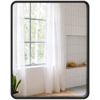 HOMCOM Miroir mural rectangulaire 50 x 40 cm, miroir décoratif moderne avec cadre en métal pour salon, entrée, couloir, noir(m-12)