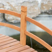 Outsunny Puente de Arco de Madera 185x72x58 cm con Pasamanos Puente de Jardín para Decoración Patio Carga 200 kg Natural(m-9)