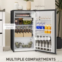 HOMCOM 91 Litre Freestanding Under Counter Fridge Freezer, Small Fridge with Chiller Box, Adjustable Thermostat, 47.5cm Wide, Silver Tone(m-6)