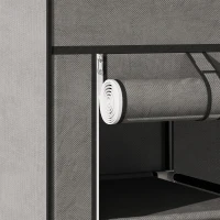 HOMCOM Clothes Storage Organiser with Hanging Rail, Shelves, Portable Wardrobe, Foldable Fabric Wardrobe, Dark Grey(m-10)