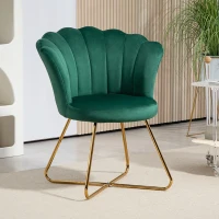 HOMCOM Velvet-Feel Lotus Petal Accent Chair - Green(m-10)