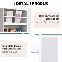 HOMCOM Etajeră de Perete cu 4 Rafturi, Librărie Suspendată din Lemn pentru Cărți, Raft Organizator Subțire, Alb, 59x12x113cm(m-6)