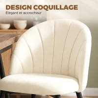 HOMCOM Lot de 2 chaises de salle à manger, chaises de cuisine rembourrées sans accoudoirs, pieds en acier, 52x55x79cm, crème(m-5)